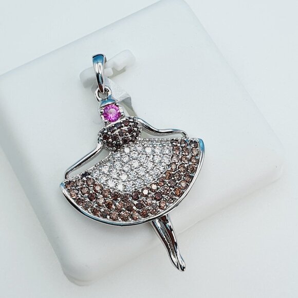 925 Sterling Silver Cubic Zirconia Pendant, UU1P6A6039 - Picture 6 of 8